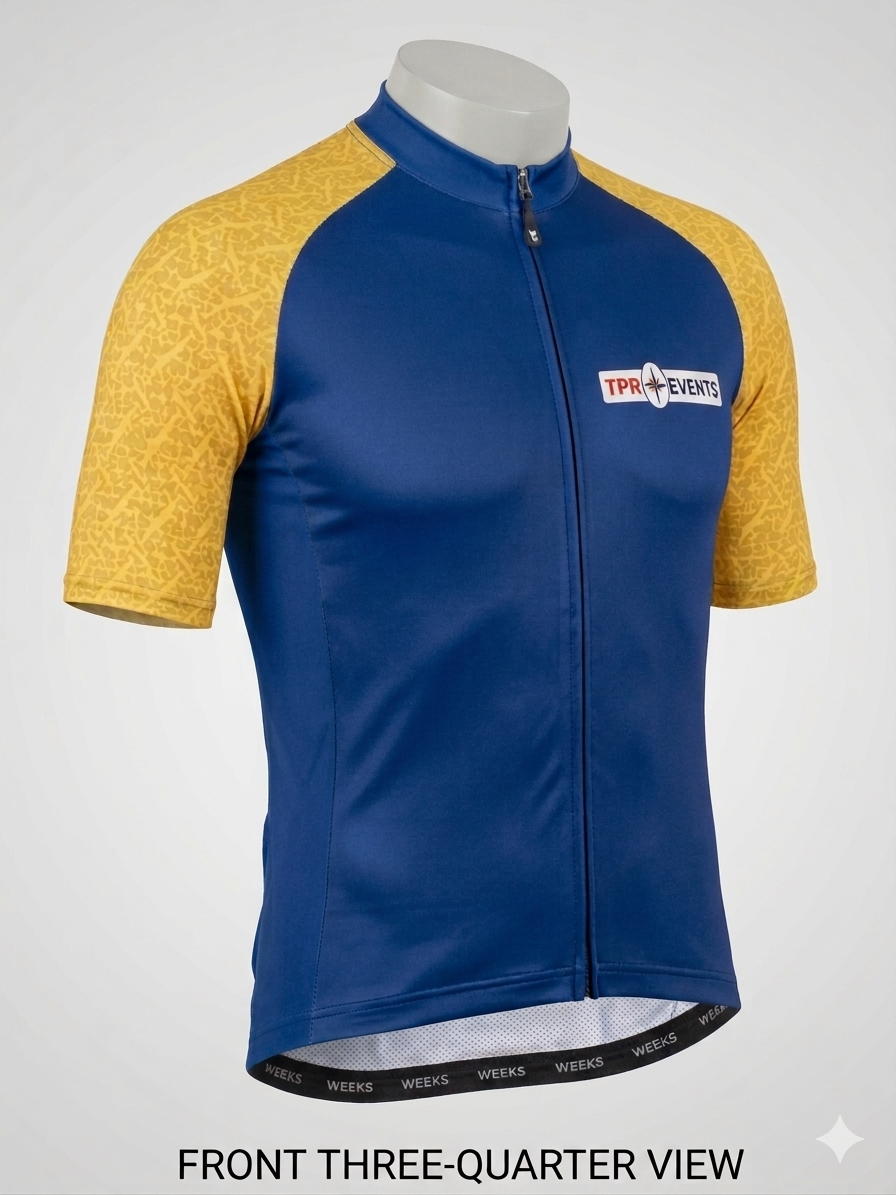 Tour de Broads Cycling Jersey – TPR Events Collaboration (Relaxed Fit Blue yellow)