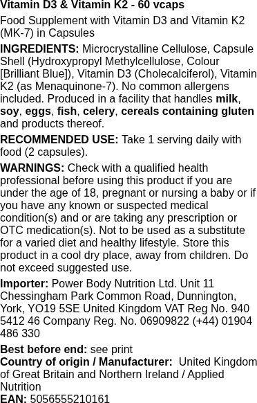 Vitamin D3 + K2 – Bone, Immune & Cardiovascular Support