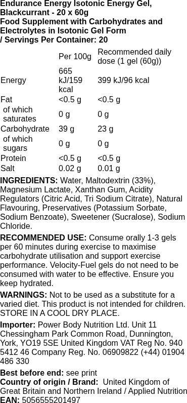 Applied Nutrition energy Gel