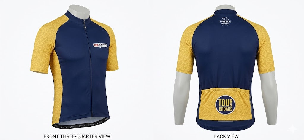 Tour de Broads Cycling Jersey – TPR Events Collaboration (Relaxed Fit Blue yellow)