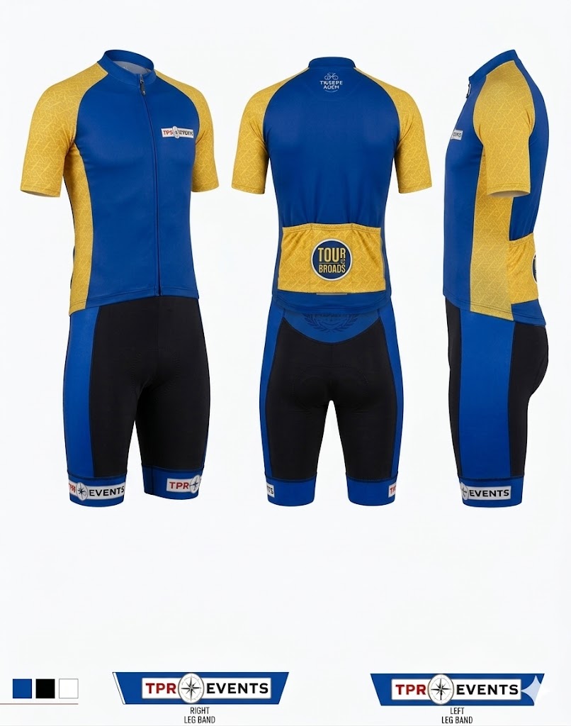 Tour de Broads Cycling Jersey – TPR Events Collaboration (Relaxed Fit Blue yellow)